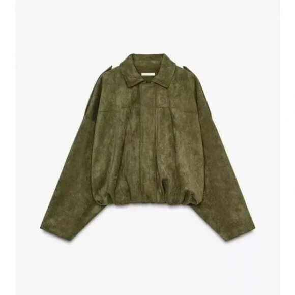 ZARA FAUX SUEDE BOMBER JACKET - Picture 1 of 8